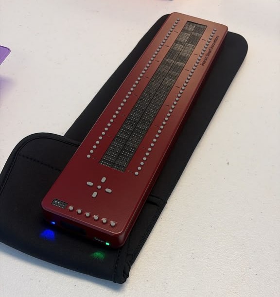 Maroon two-line, 40-cell Braille display prototype